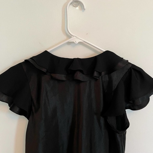 Oscar De La Renta Black Ruffle Neck Pink Label Top Pijama SZ  Medium - Picture 6 of 9